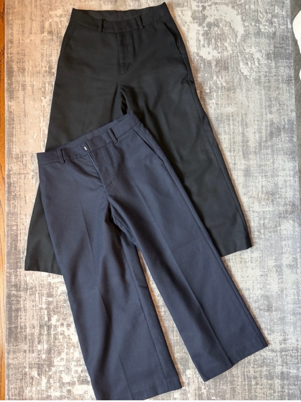 Bundle of 2 Classic Wool Straight-Leg cropped ankle Dress Pants - Black and Navy